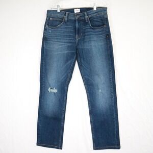 Hudson Jeans Mens 33 Straight Leg 5-Pocket Stretch Flex Distressed Denim Blue